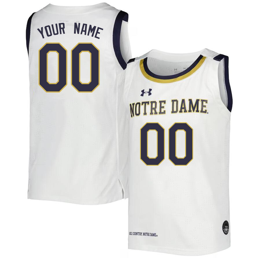 Custom Notre Dame Fighting Irish Name And Number College Basketball Jerseys Stitched-White